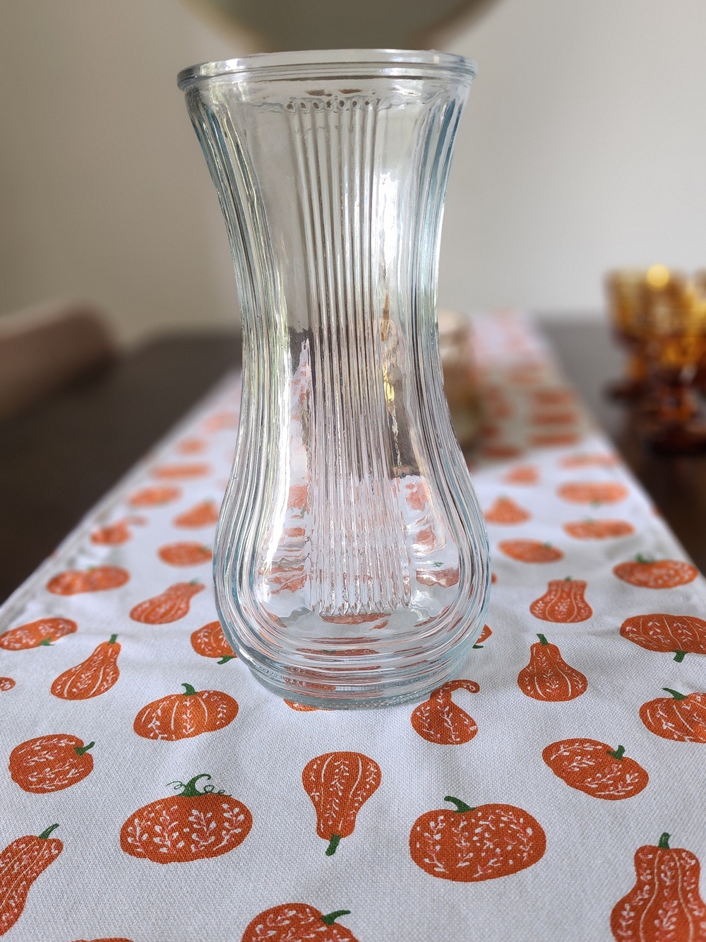Clear Ribbed Glass Home Accents Vase